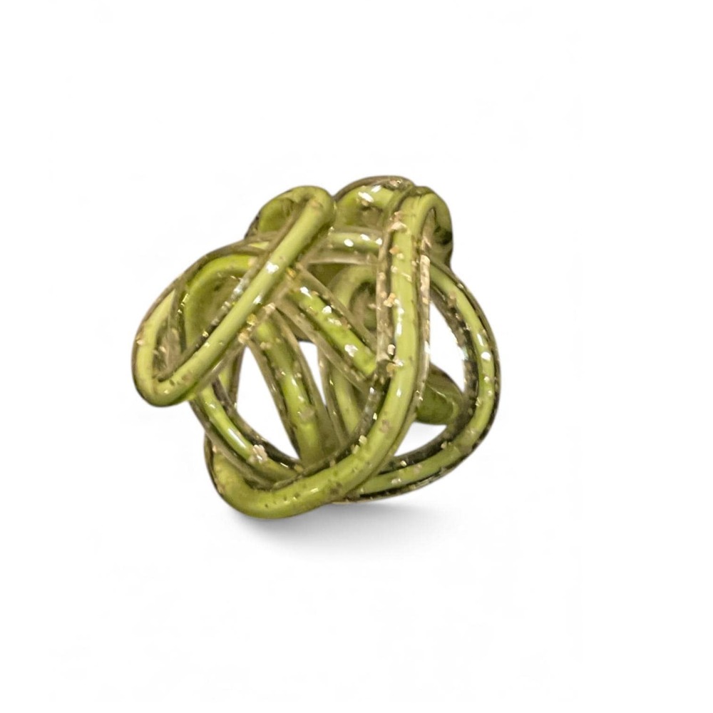 Green Glass Knot Decor – Modern Art Glass Orb Sculpture – Table Styling Accent - Picture 2 of 10